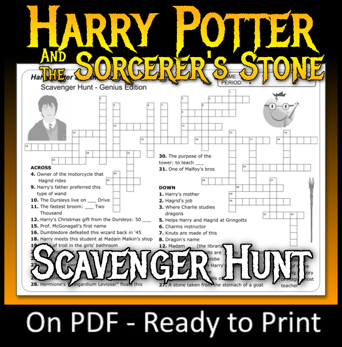 Harry potter u0026 the sorcerer's stone - crossword puzzle reading ...