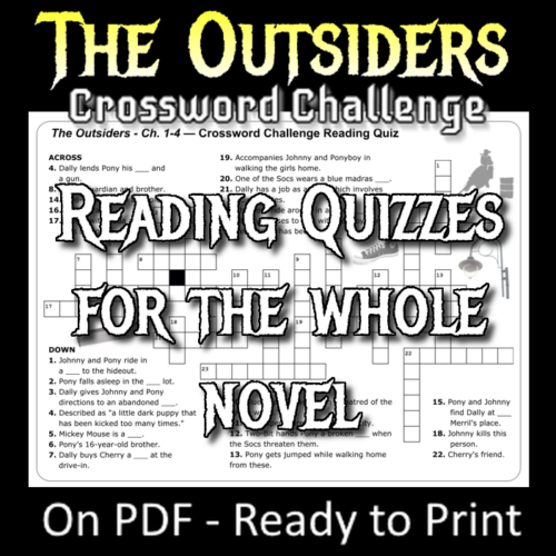 THE OUTSIDERS Crossword Puzzle Reading Quizzes (worksheets) No Prep ...