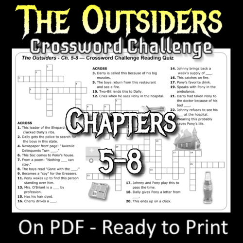 THE OUTSIDERS Crossword Puzzle Reading Quizzes (worksheets) No Prep ...