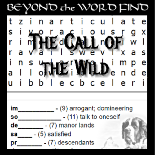 THE CALL OF THE WILD - Prereading Vocabulary Puzzle (Worksheet, Quiz ...