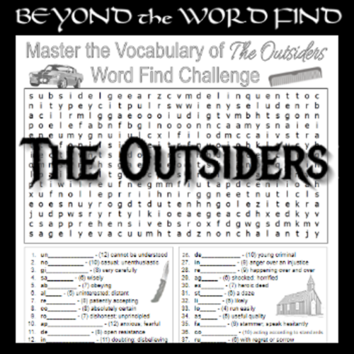 THE OUTSIDERS Prereading Vocabulary Puzzle (Activity, Quiz, Worksheet ...