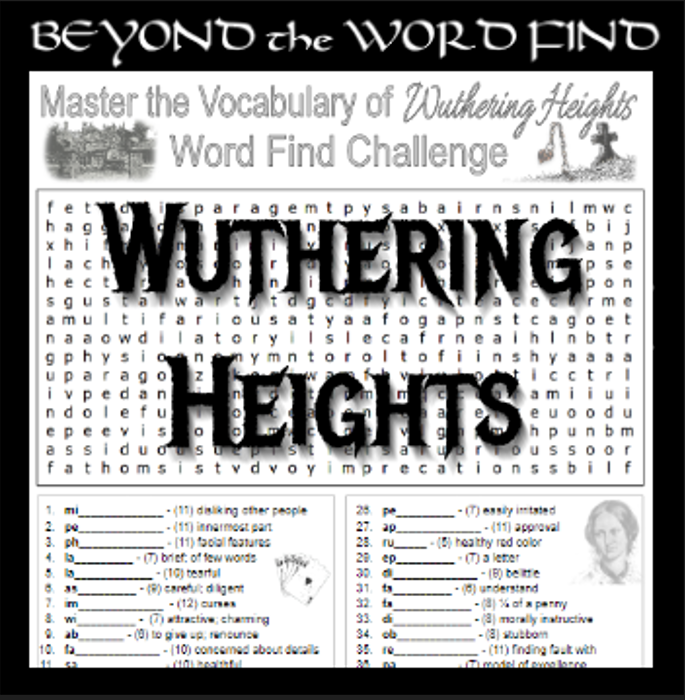 WUTHERING HEIGHTS Vocabulary Puzzle (Activity, Quiz, Worksheet, Test ...