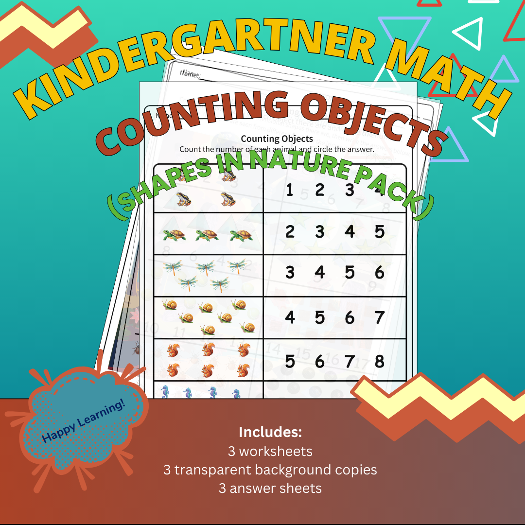 Kindergartner Math- Counting Objects (Shapes in Nature Pack) - Classful