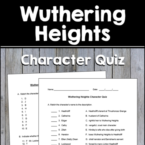 Wuthering Heights Character Quiz with Answer Key - Classful