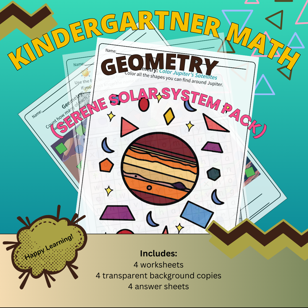 Kindergartner Math- Geometry (Serene Solar System Pack) - Classful
