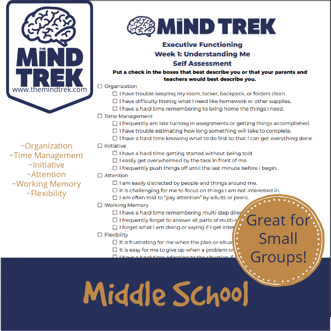 Executive Functioning Lesson Plans Unit - Middle School - Classful