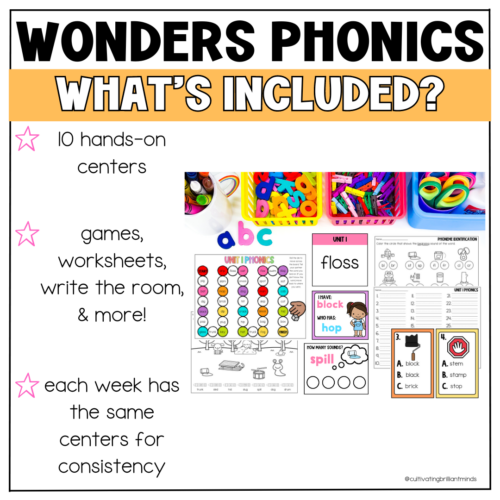 McGraw-Hill Wonders First Grade Phonics Centers | Unit 1 Week 6 - Classful