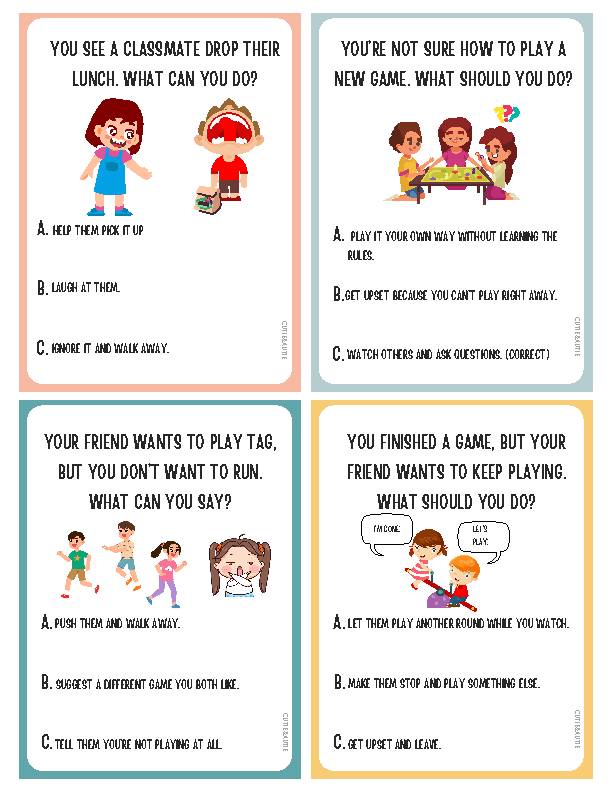 Problem-Solving Social Skills Cards for Kids with Autism 32 CARDS ...