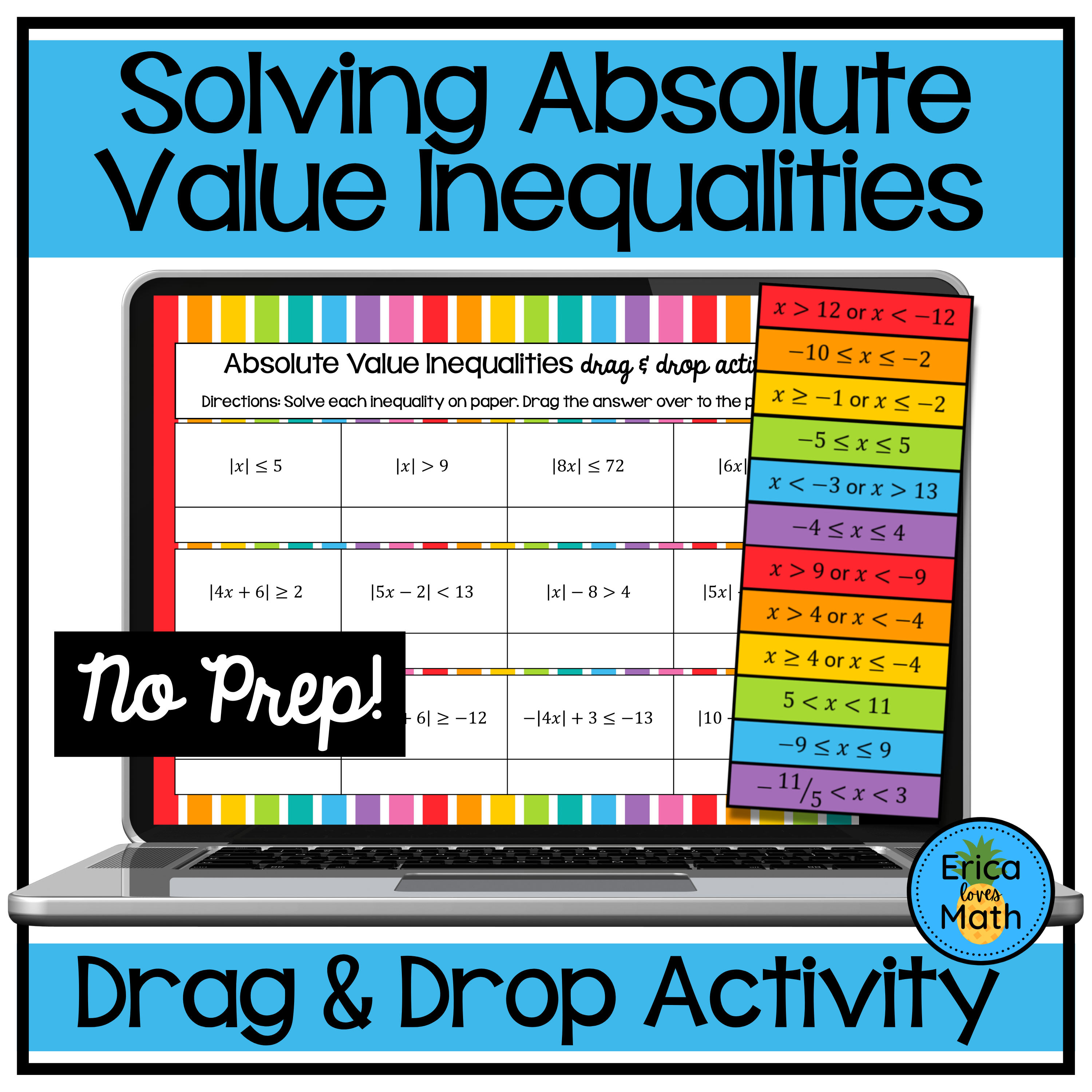 Solving Absolute Value Inequalities Digital Drag & Drop Activity - Classful