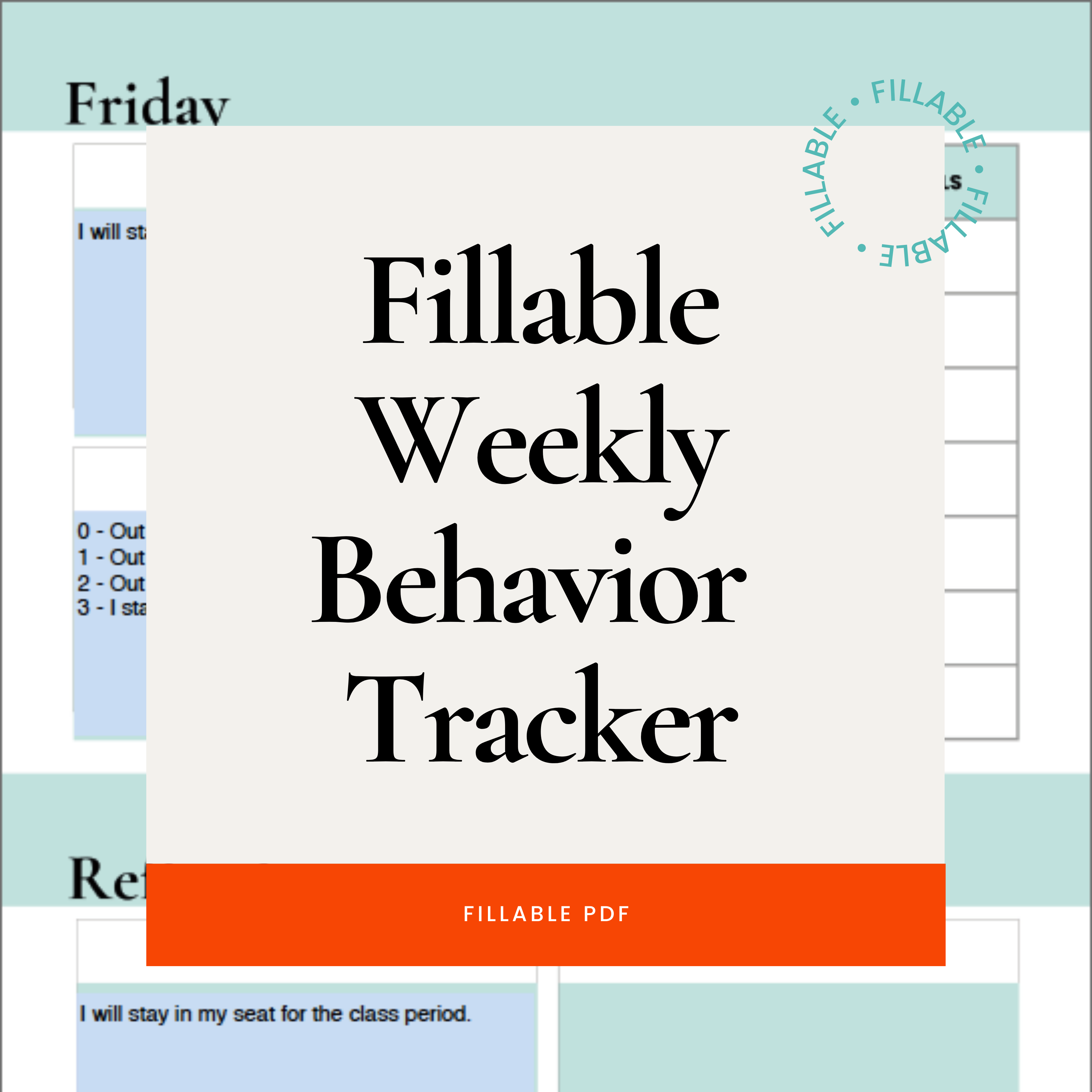 Fillable Weekly Behavior Tracker | Behavior Tracking Sheet | Fillable ...