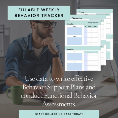 Fillable Weekly Behavior Tracker | Behavior Tracking Sheet | Fillable ...