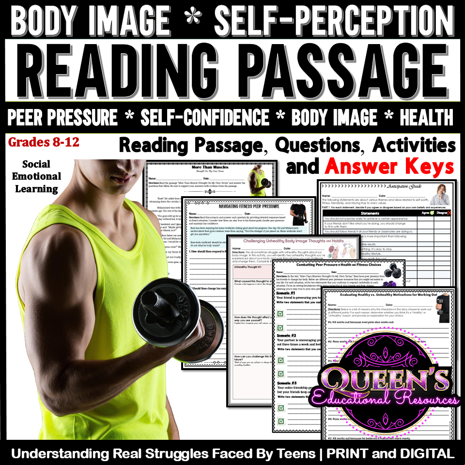 Body Image Reading Passage and Activities | Self-Perception | Self-Awareness | Insecurity's featured image