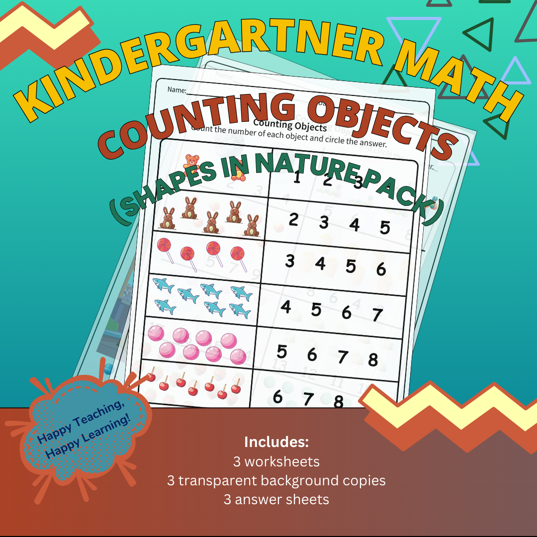 Kindergartner Math- Counting Objects (Shapes in Nature Pack) - Classful