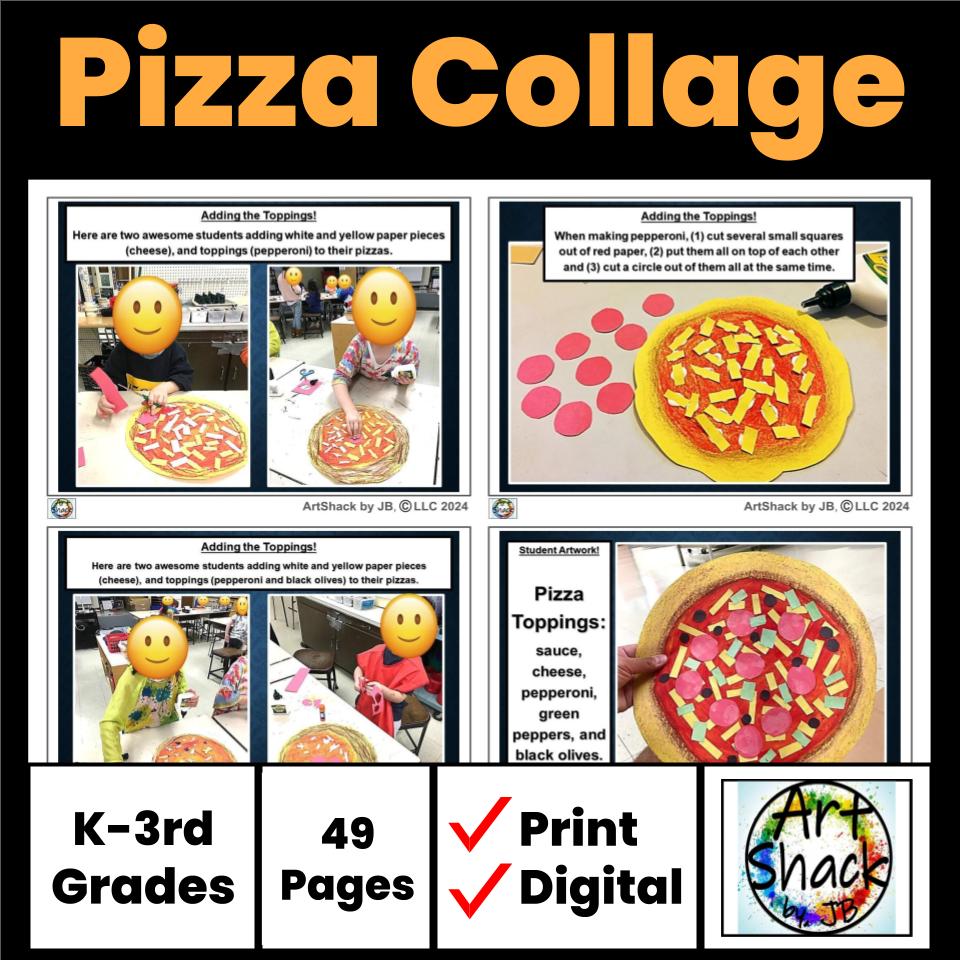 Collage Art- Pizza-theme.  Summer Craft & Back to School Activities -  Classful