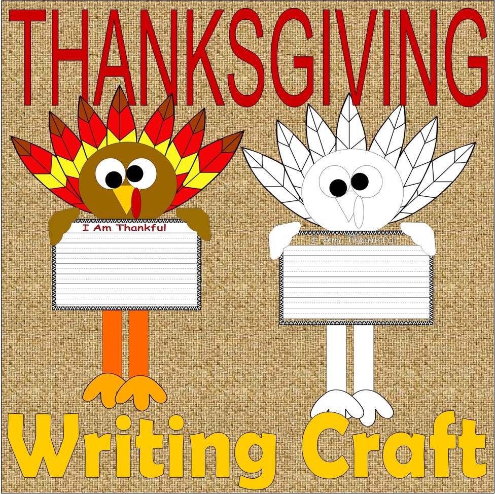 Thanksgiving Craft Turkey THANKFUL Writing Prompt Bulletin Board Art ...
