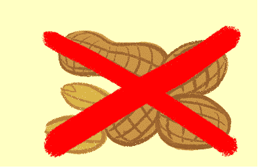 A red X crossing out peanuts