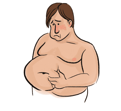 Man holding his bloated midsection