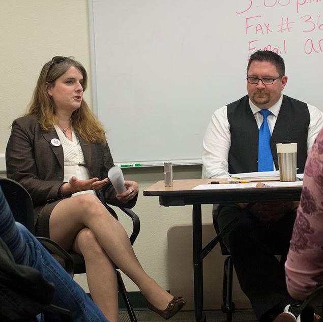 Elayne Wylie in a meeting