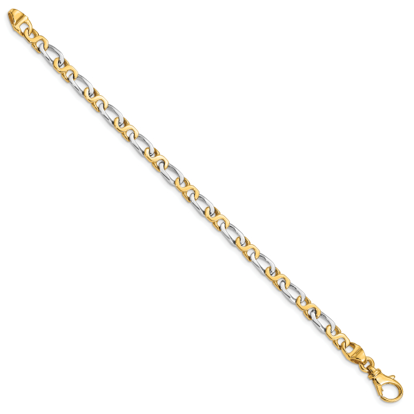 10K Two Tone Gold 4.8mm Link Chain Bracelet 7 inch - Picture 9 of 18