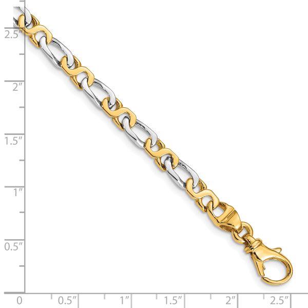10K Two Tone Gold 4.8mm Link Chain Bracelet 7 inch - Picture 8 of 18