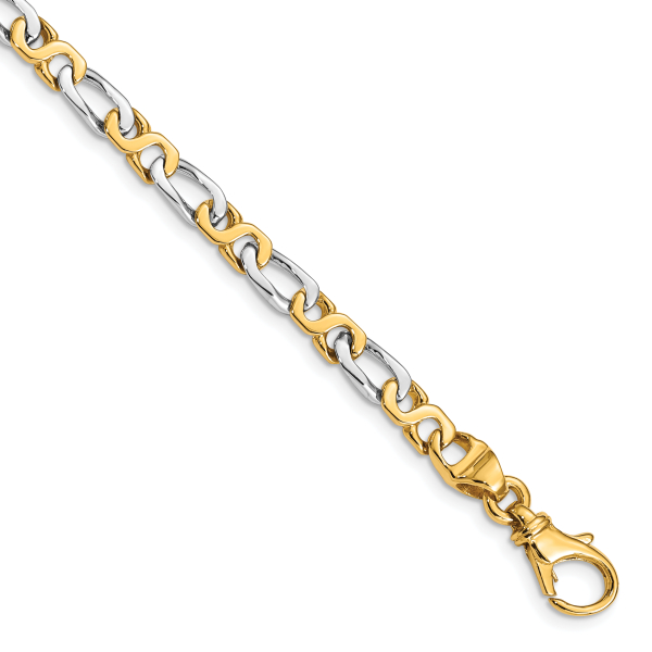 10K Two Tone Gold 4.8mm Link Chain Bracelet 7 inch - Picture 7 of 18