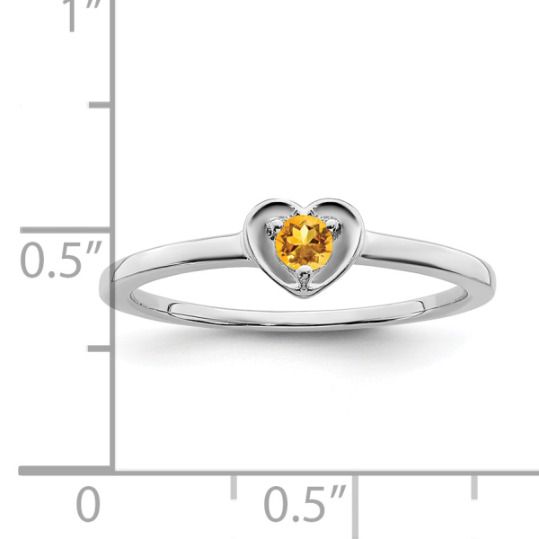 10K Solid White Gold Citrine Heart Ring - Picture 21 of 60