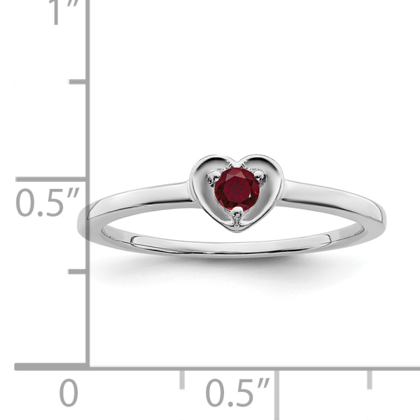 10K White Gold Created Red Ruby Heart Ring Love Band July Birthstone Jewelry - Picture 8 of 50