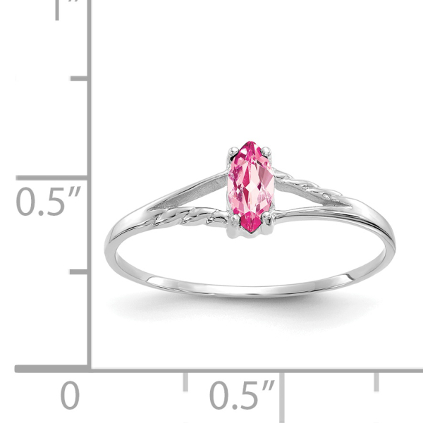 10K White Gold Pink Tourmaline Ring Gemstone Band October Birthstone Jewelry - Picture 14 of 80