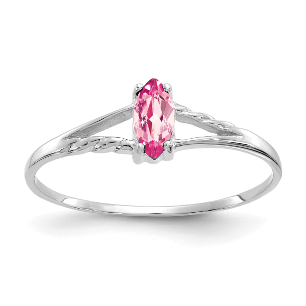 10K White Gold Pink Tourmaline Ring Gemstone Band October Birthstone Jewelry - Picture 9 of 80