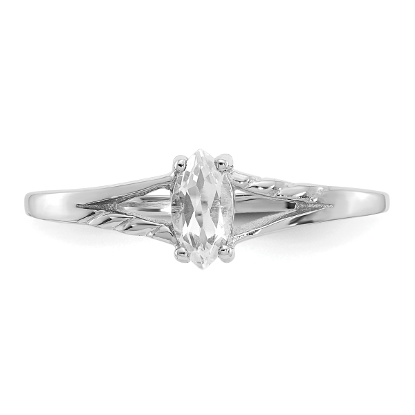 10K White Gold Topaz Ring Gemstone Band April Birthstone Jewelry - Picture 13 of 80