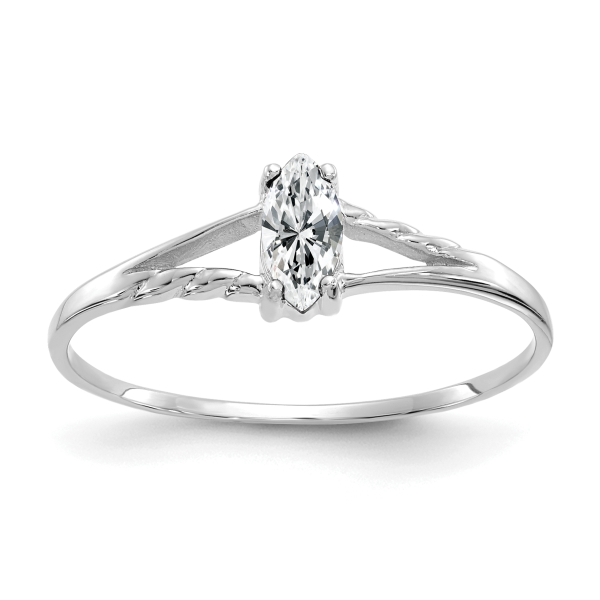 10K White Gold Topaz Ring Gemstone Band April Birthstone Jewelry - Picture 9 of 80