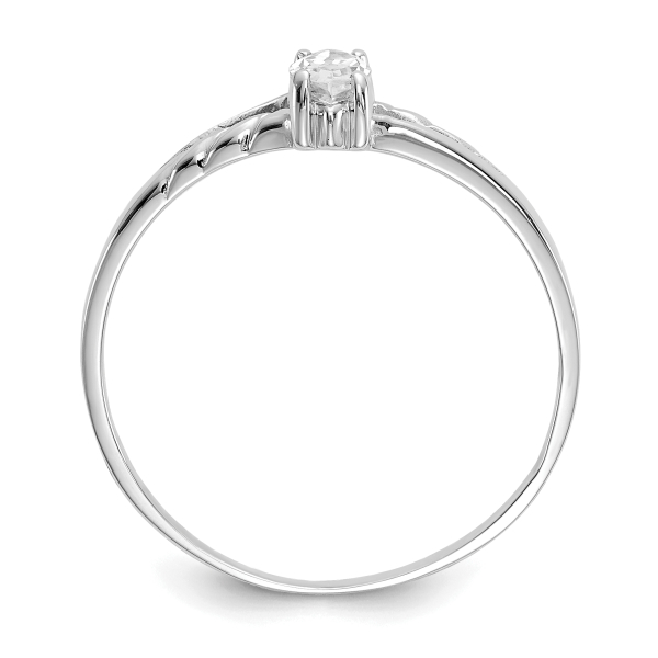 10K White Gold Topaz Ring Gemstone Band April Birthstone Jewelry - Picture 11 of 80