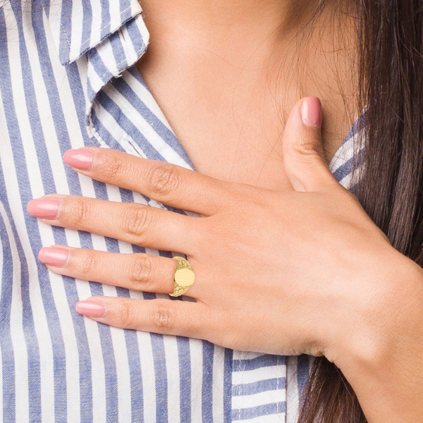 10K Yellow Gold Custom Engraved Signet Ring Handmade Personalized Monogram ... - Picture 12 of 70