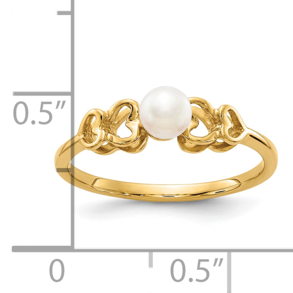 10K Yellow Gold 4mm Freshwater Cultured Pearl Statement Ring - Picture 9 of 60