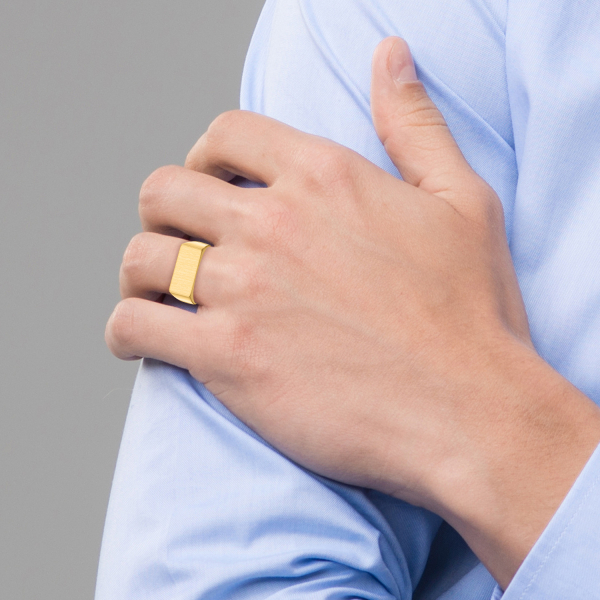 10K Yellow Gold Mens Custom Engraved Signet Ring Handmade Personalized Monogr... - Picture 9 of 70