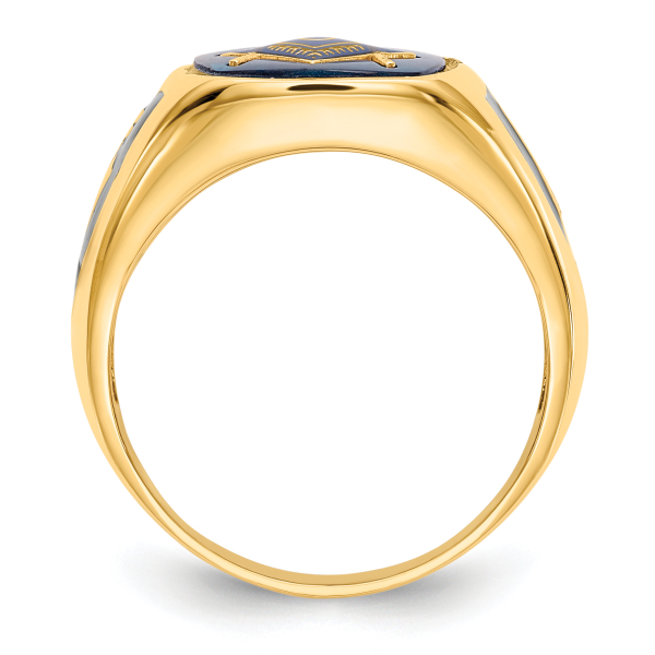 10K Yellow Gold Mens Vintage Simulated Blue Spinel Master Mason Signet ...