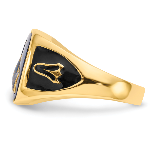 10K Yellow Gold Mens Vintage Simulated Blue Spinel Master Mason Signet ...