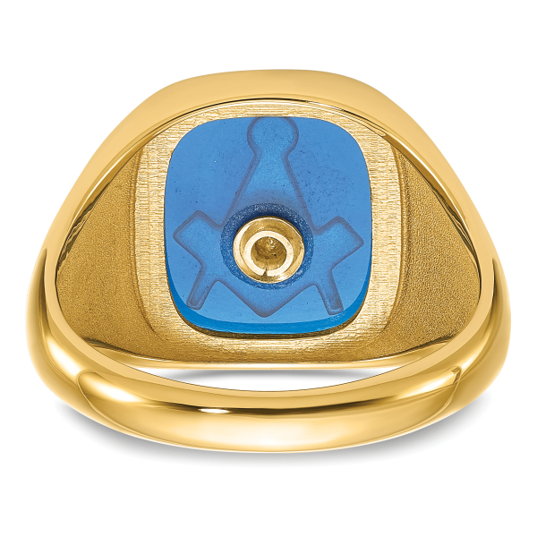 10K Yellow Gold Mens Vintage Simulated Blue Spinel Master Mason Signet ...