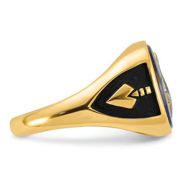 10K Yellow Gold Mens Vintage Simulated Blue Spinel Master Mason Signet ...