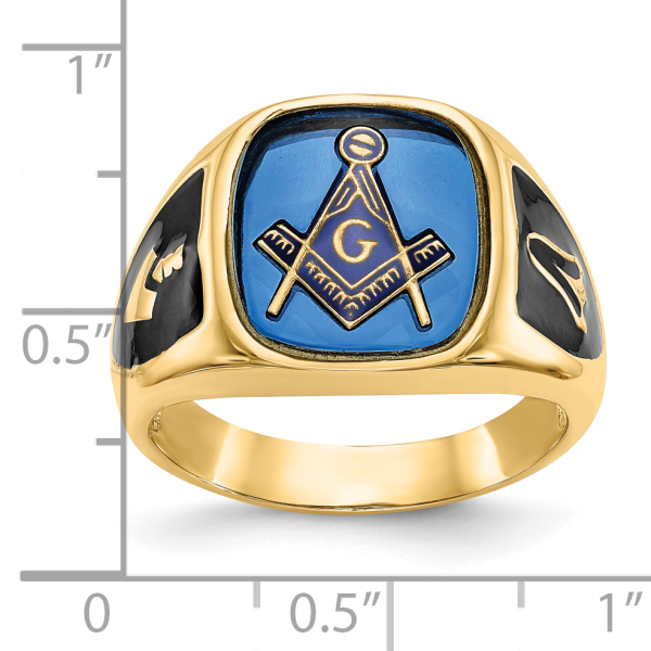 10K Yellow Gold Mens Vintage Simulated Blue Spinel Master Mason Signet ...