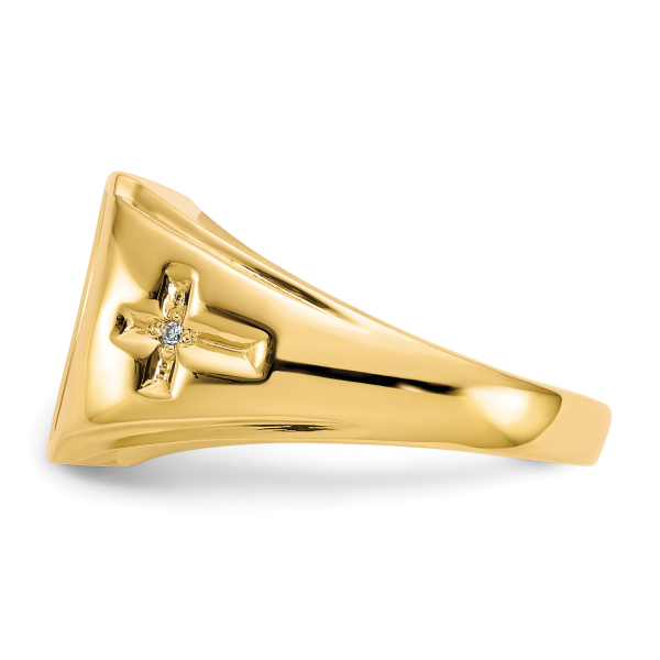 10K Yellow Gold Black Onyx .01ct. Diamond Mens Cross Ring - Picture 12 of 80