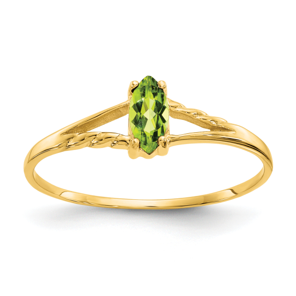 10K Yellow Gold Green Peridot Ring Gemstone Band August