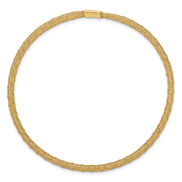 10K Yellow Gold Stretch Popcorn Mesh Chain Bracelet - Picture 11 of 14