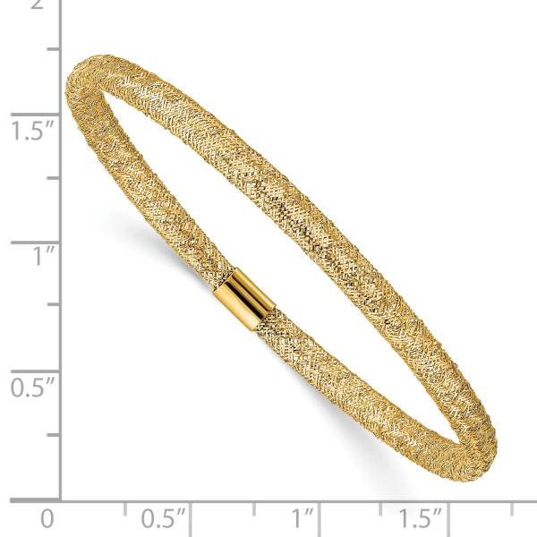 10K Yellow Gold Stretch Popcorn Mesh Chain Bracelet - Picture 9 of 14