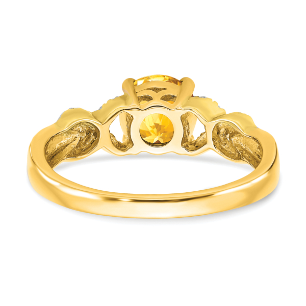 14K Solid Two Tone Gold Citrine Diamond Ring - Picture 8 of 26