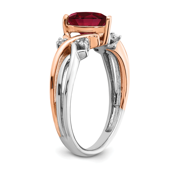 14K Two Tone Gold Heart Love Created Red Ruby Diamond Ring July Birthstone ... - Picture 15 of 90