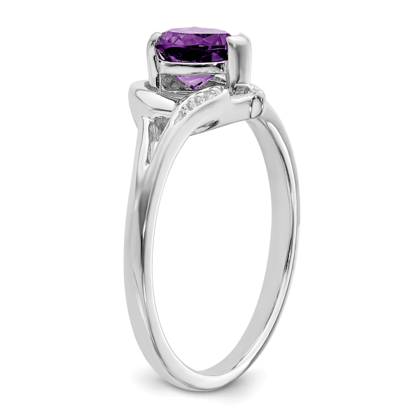 14K White Gold Purple Amethyst Diamond Heart Ring Gemstone Love Band February... - Picture 13 of 100
