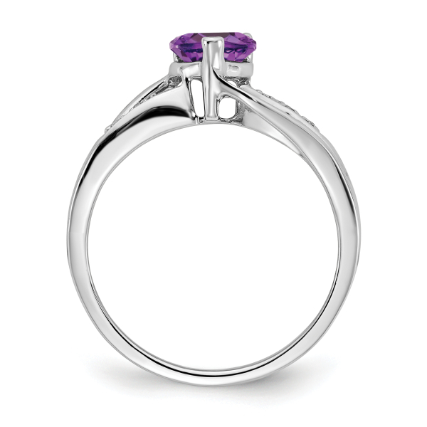14K White Gold Purple Amethyst Diamond Heart Ring Gemstone Love Band February... - Picture 13 of 100