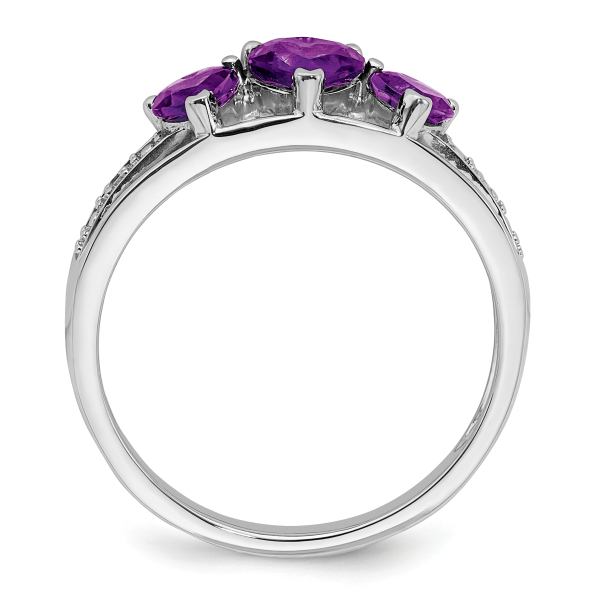 14K White Gold Purple Amethyst Diamond Heart Ring Gemstone Love Band February... - Picture 15 of 100