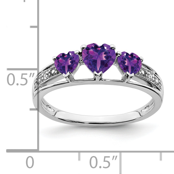 14K White Gold Purple Amethyst Diamond Heart Ring Gemstone Love Band February... - Picture 16 of 100